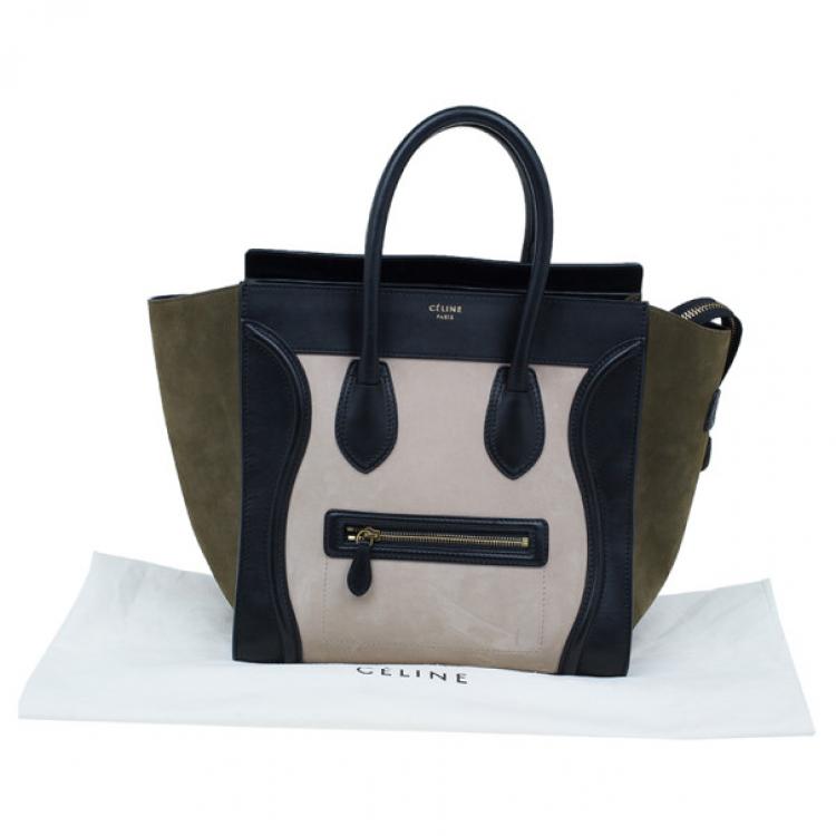 Pre Owned Celine Tricolor Smooth Leather Mini Luggage Tote