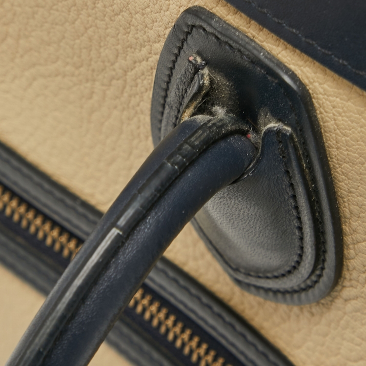 Pre Owned Celine Tri Color Leather Micro Luggage Tote