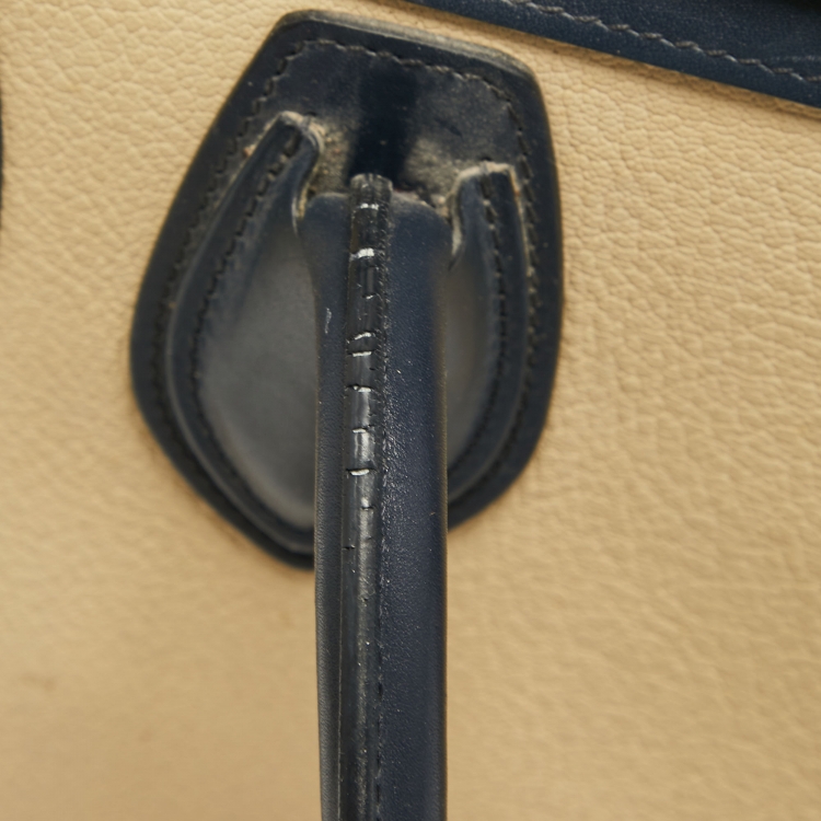 Pre Owned Celine Tri Color Leather Micro Luggage Tote