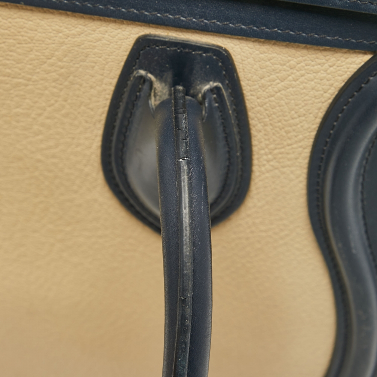 Pre Owned Celine Tri Color Leather Micro Luggage Tote