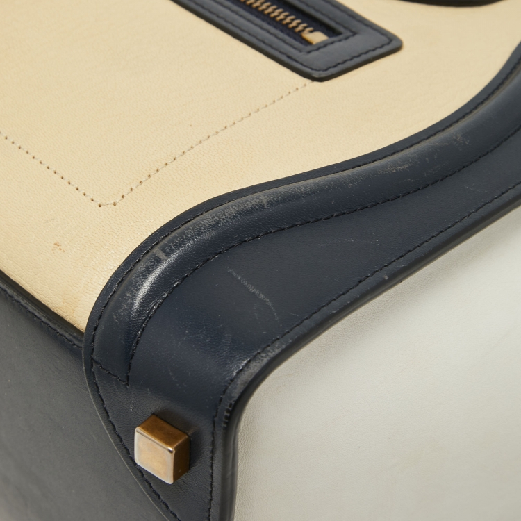 Pre Owned Celine Tri Color Leather Micro Luggage Tote