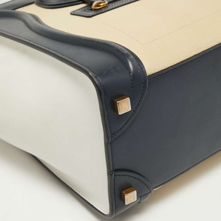 Pre Owned Celine Tri Color Leather Micro Luggage Tote