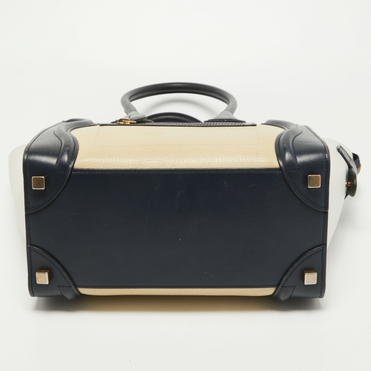 Pre Owned Celine Tri Color Leather Micro Luggage Tote