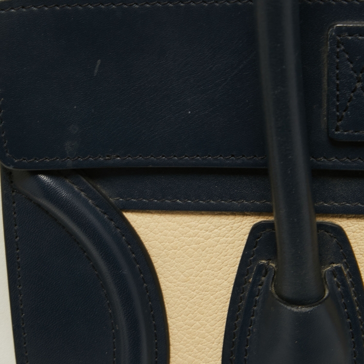 Pre Owned Celine Tri Color Leather Micro Luggage Tote