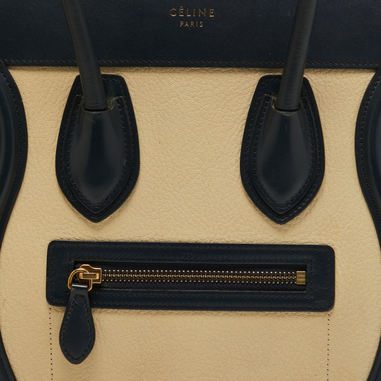 Pre Owned Celine Tri Color Leather Micro Luggage Tote