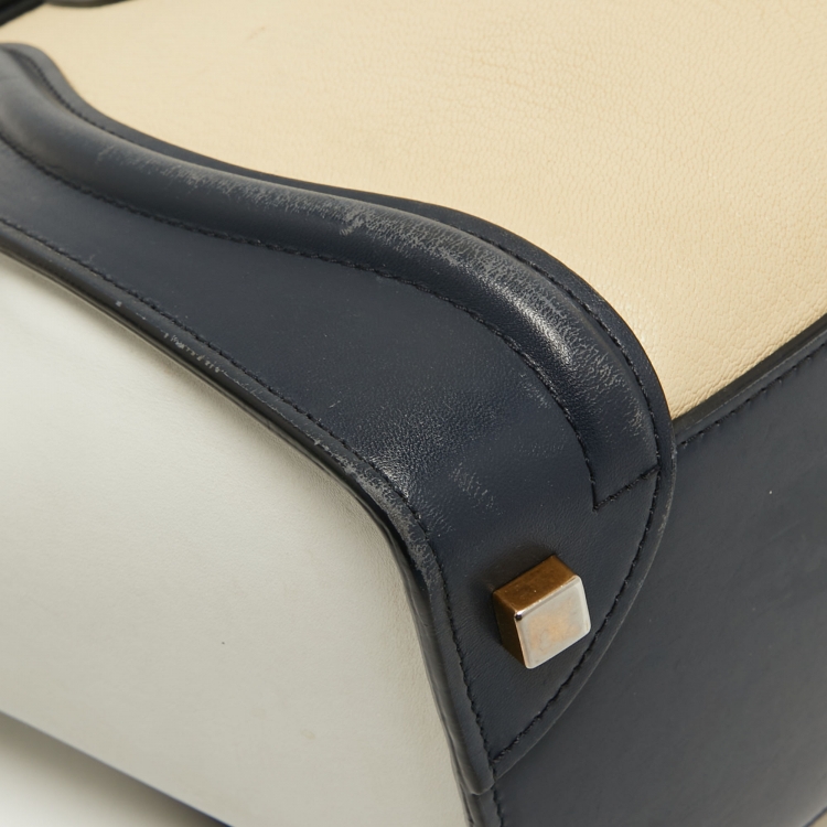 Pre Owned Celine Tri Color Leather Micro Luggage Tote