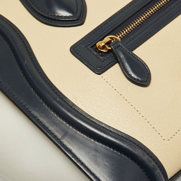 Pre Owned Celine Tri Color Leather Micro Luggage Tote