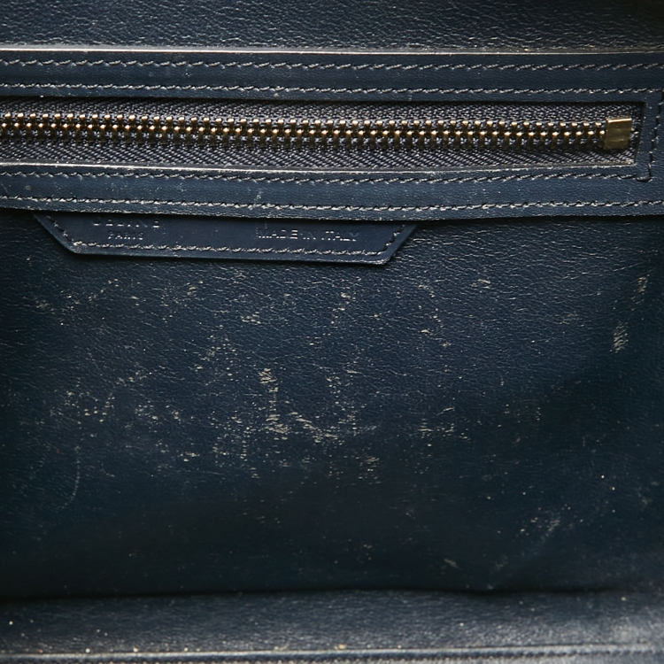 Pre Owned Celine Tri Color Leather Micro Luggage Tote
