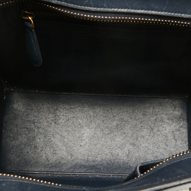 Pre Owned Celine Tri Color Leather Micro Luggage Tote