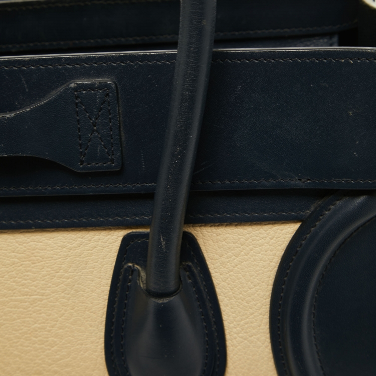 Pre Owned Celine Tri Color Leather Micro Luggage Tote