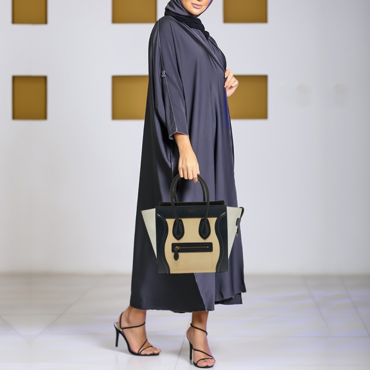 Pre Owned Celine Tri Color Leather Micro Luggage Tote