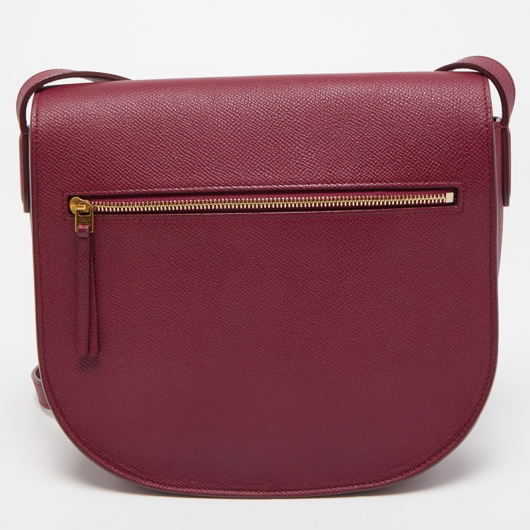 Pre Owned Celine Burgundy Leather Small Trotteur Crossbody Bag