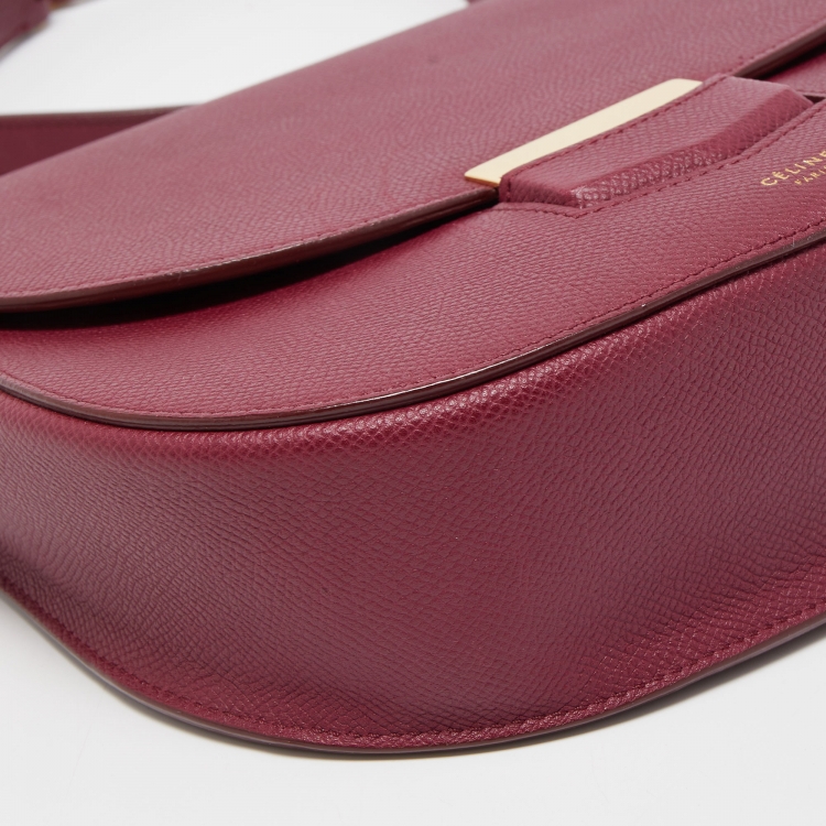 Pre Owned Celine Burgundy Leather Small Trotteur Crossbody Bag