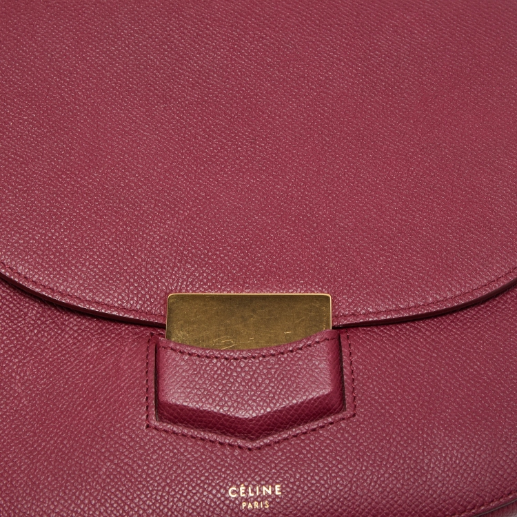 Pre Owned Celine Burgundy Leather Small Trotteur Crossbody Bag