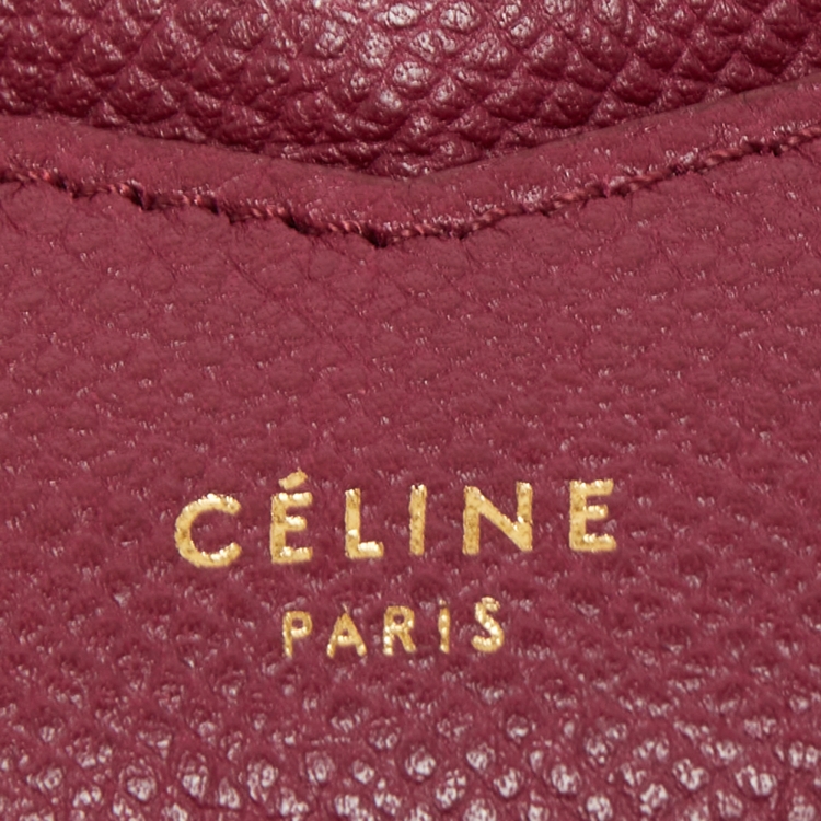 Pre Owned Celine Burgundy Leather Small Trotteur Crossbody Bag