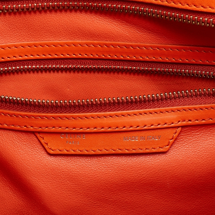 Pre Owned Celine Orange Leather Mini Luggage Tote