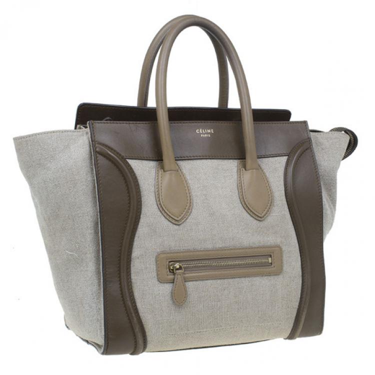 Pre Owned Celine Tricolor Leather Mini Luggage Tote