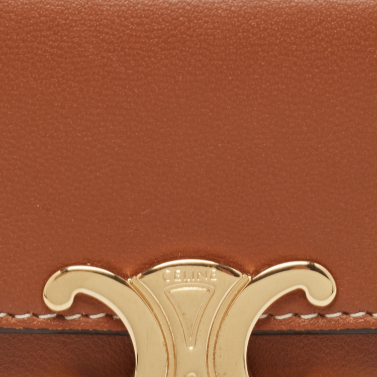 Pre Owned Celine Brown Leather Small Triomphe Compact Wallet