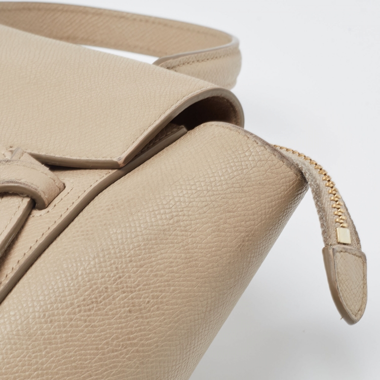 Pre Owned Celine Beige Leather Nano Belt Top Handle Bag