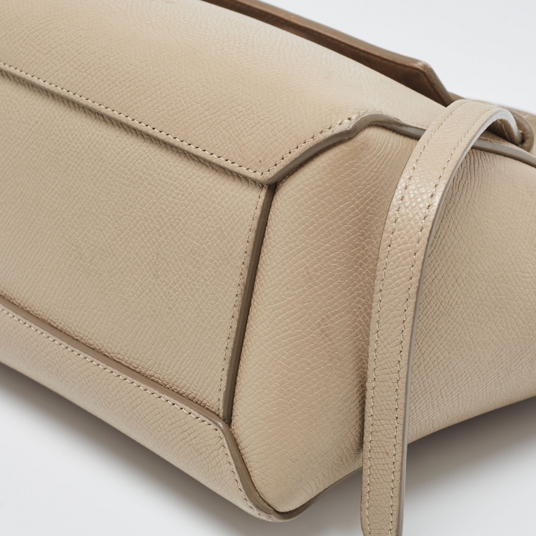 Pre Owned Celine Beige Leather Nano Belt Top Handle Bag