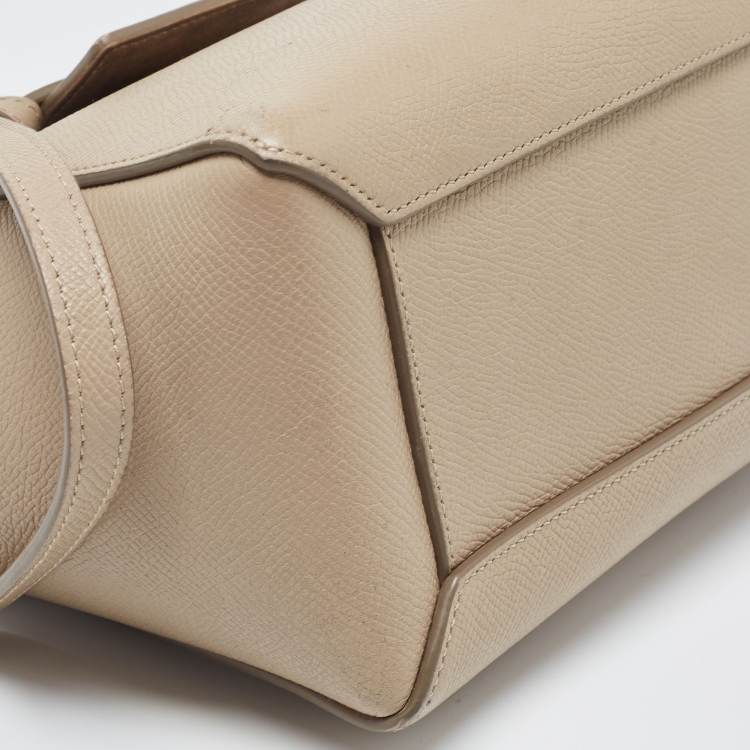 Pre Owned Celine Beige Leather Nano Belt Top Handle Bag