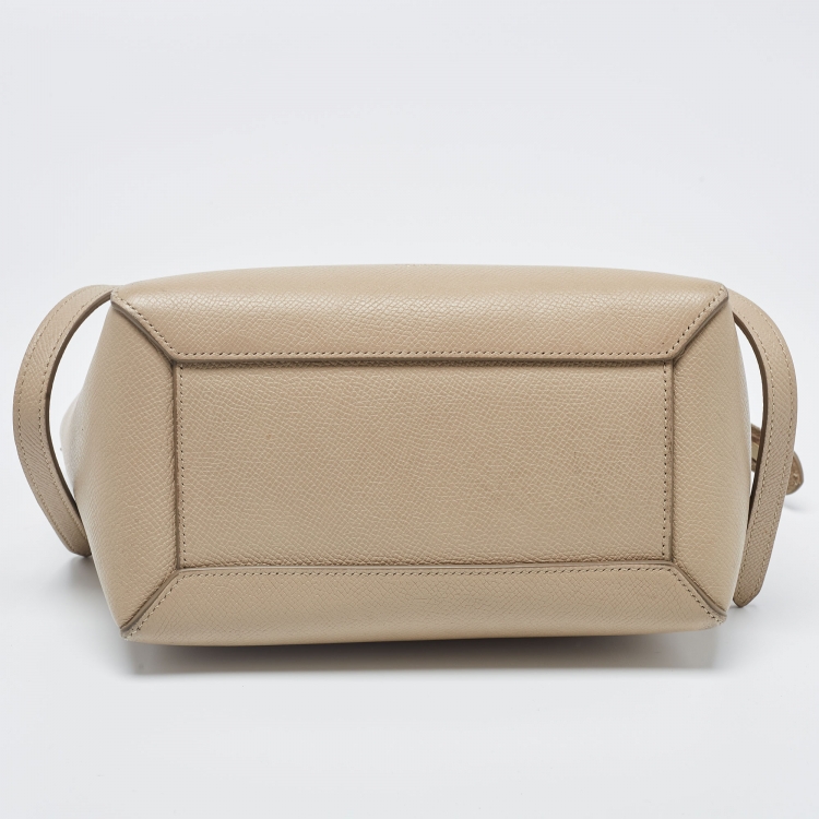 Pre Owned Celine Beige Leather Nano Belt Top Handle Bag