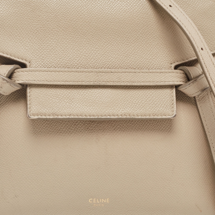 Pre Owned Celine Beige Leather Nano Belt Top Handle Bag