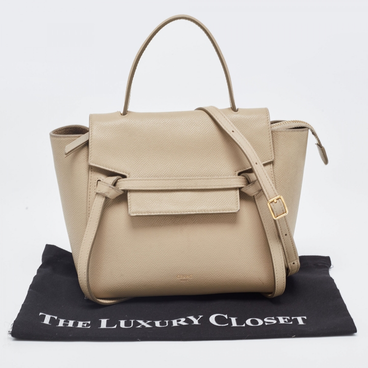 Pre Owned Celine Beige Leather Nano Belt Top Handle Bag