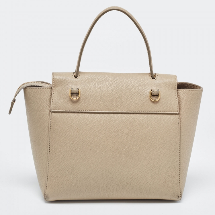 Pre Owned Celine Beige Leather Nano Belt Top Handle Bag