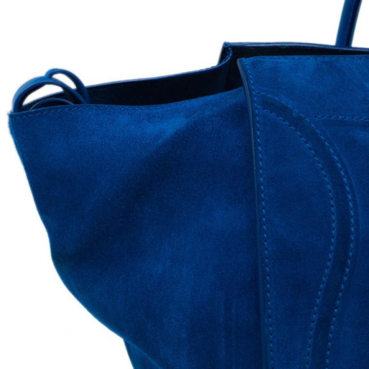 Pre Owned Celine Antique Blue Suede Medium Phantom Tote