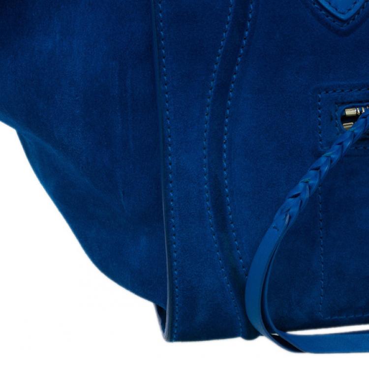 Pre Owned Celine Antique Blue Suede Medium Phantom Tote