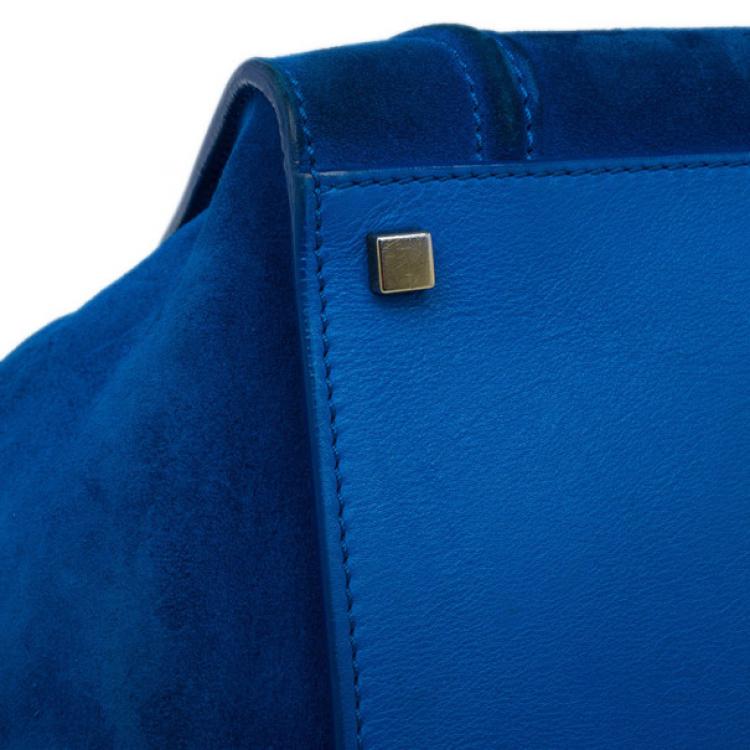 Pre Owned Celine Antique Blue Suede Medium Phantom Tote