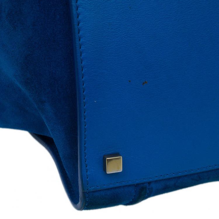 Pre Owned Celine Antique Blue Suede Medium Phantom Tote