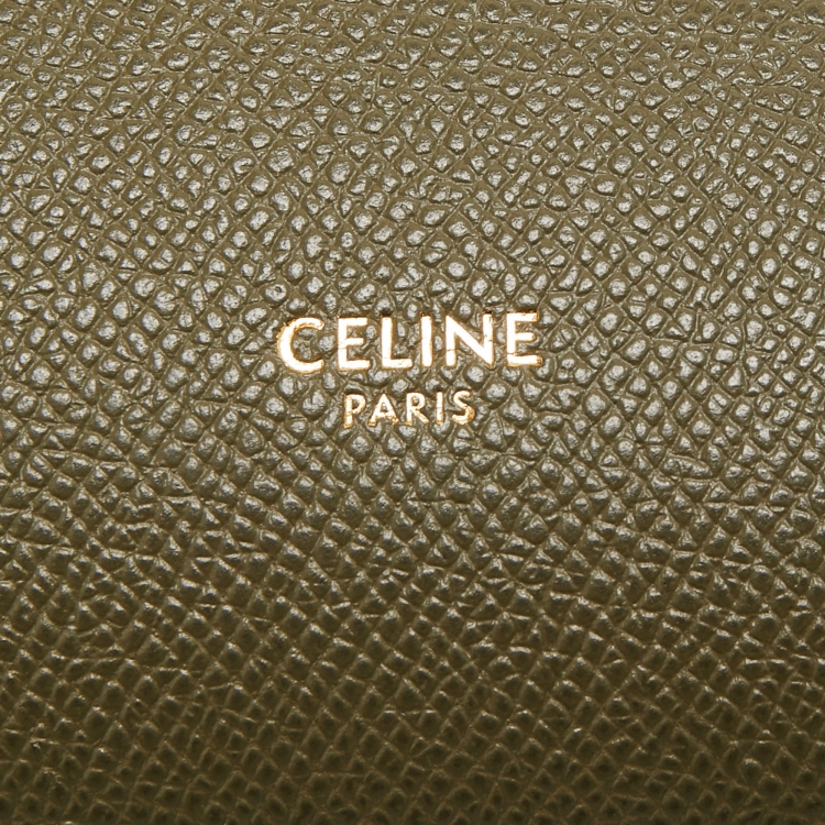 Pre Owned Celine Olive Green Leather Mini Belt Top Handle Bag