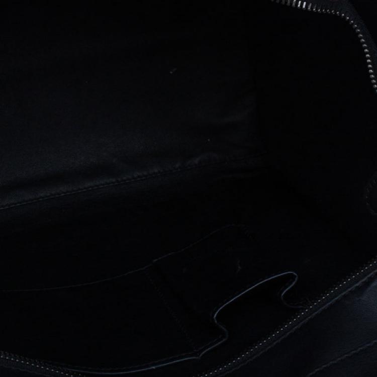 Pre Owned Celine Black and Red Trim Leather Mini Luggage Tote