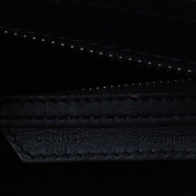 Pre Owned Celine Black and Red Trim Leather Mini Luggage Tote