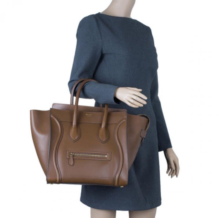 Pre Owned Celine Brown Palmelato Leather Micro Luggage Tote