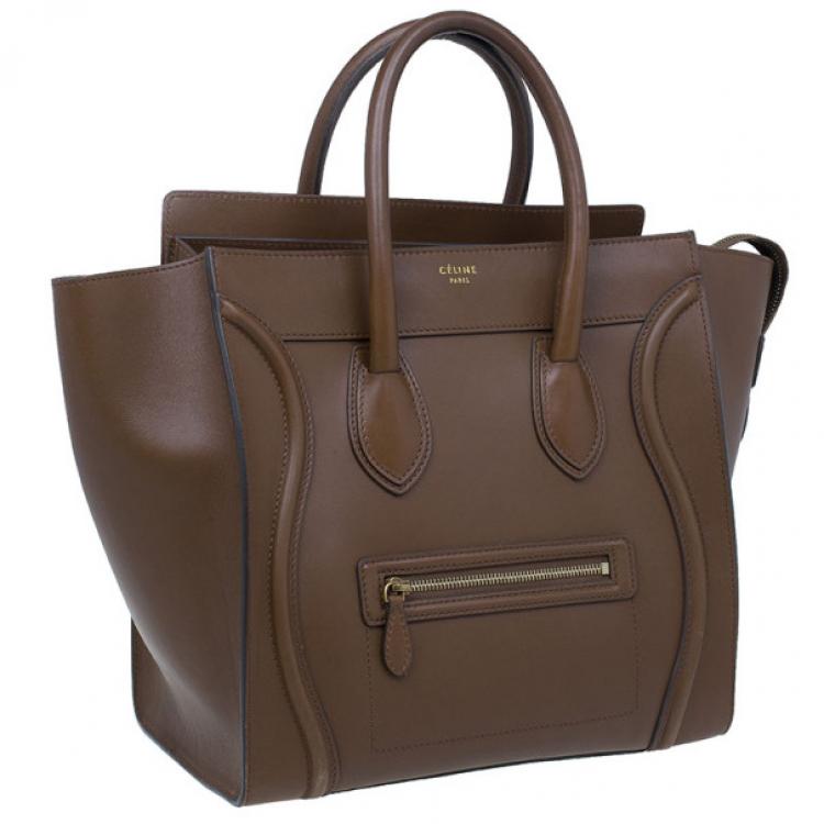 Pre Owned Celine Brown Palmelato Leather Micro Luggage Tote