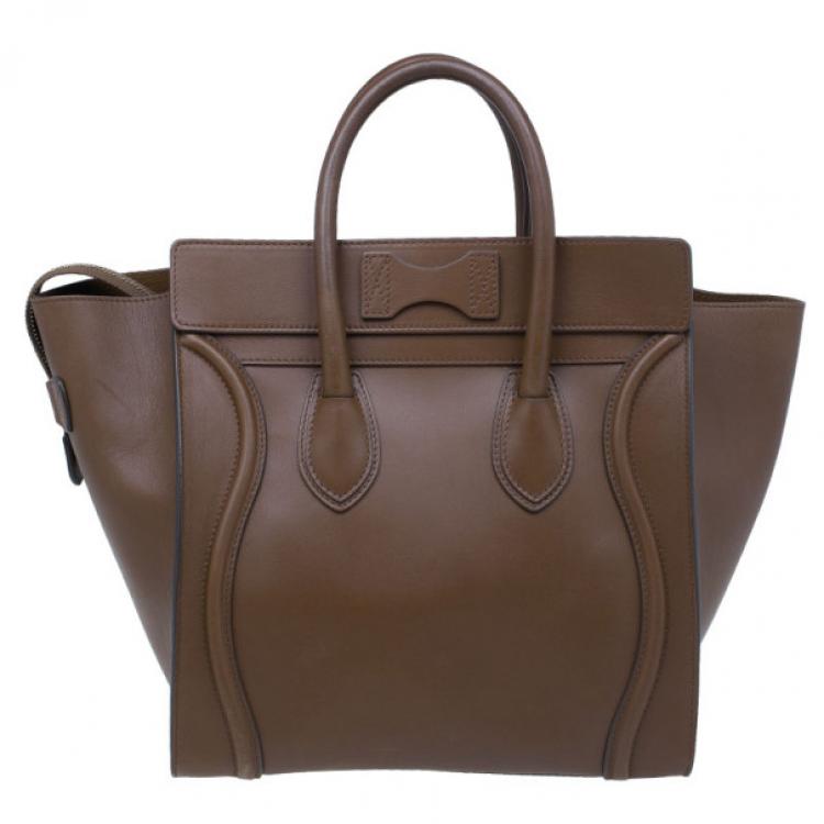 Pre Owned Celine Brown Palmelato Leather Micro Luggage Tote