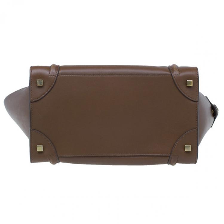 Pre Owned Celine Brown Palmelato Leather Micro Luggage Tote