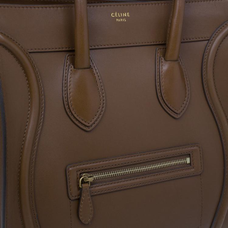 Pre Owned Celine Brown Palmelato Leather Micro Luggage Tote