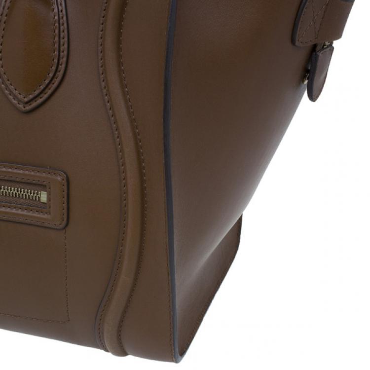 Pre Owned Celine Brown Palmelato Leather Micro Luggage Tote