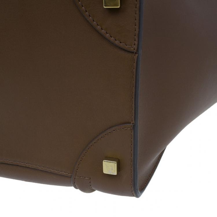 Pre Owned Celine Brown Palmelato Leather Micro Luggage Tote