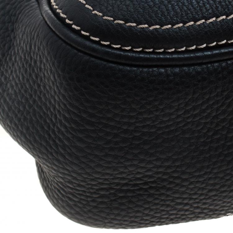 Pre Owned Celine Black Leather Buckle Satchel