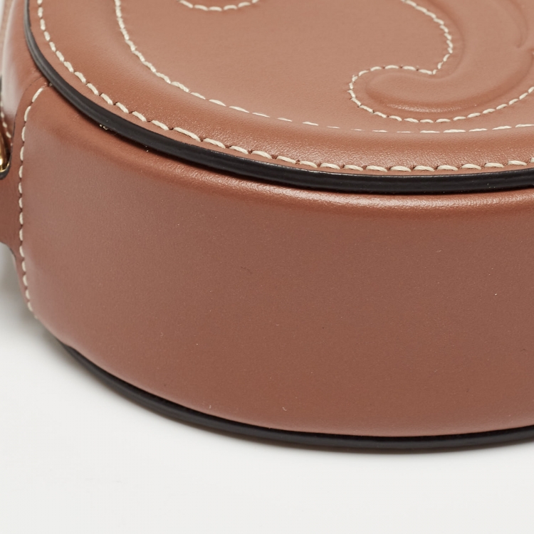 Pre Owned Celine Brown Leather Triomphe Oval Crossbody Bag