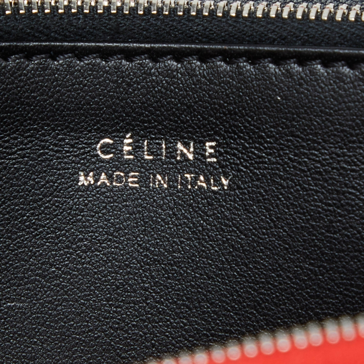 Pre Owned Celine Red Leather Zip Around Wallet 