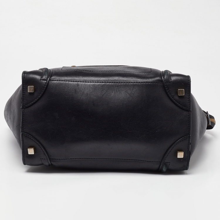 Pre Owned Celine Black Leather Mini Luggage Tote