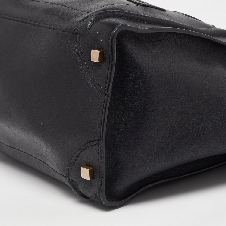 Pre Owned Celine Black Leather Mini Luggage Tote