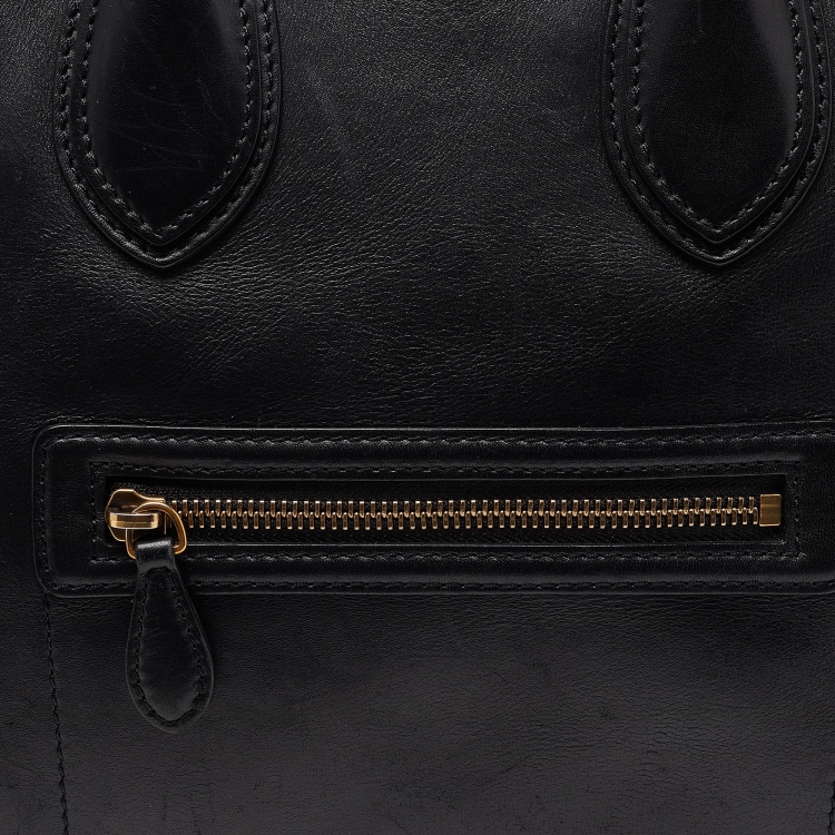 Pre Owned Celine Black Leather Mini Luggage Tote