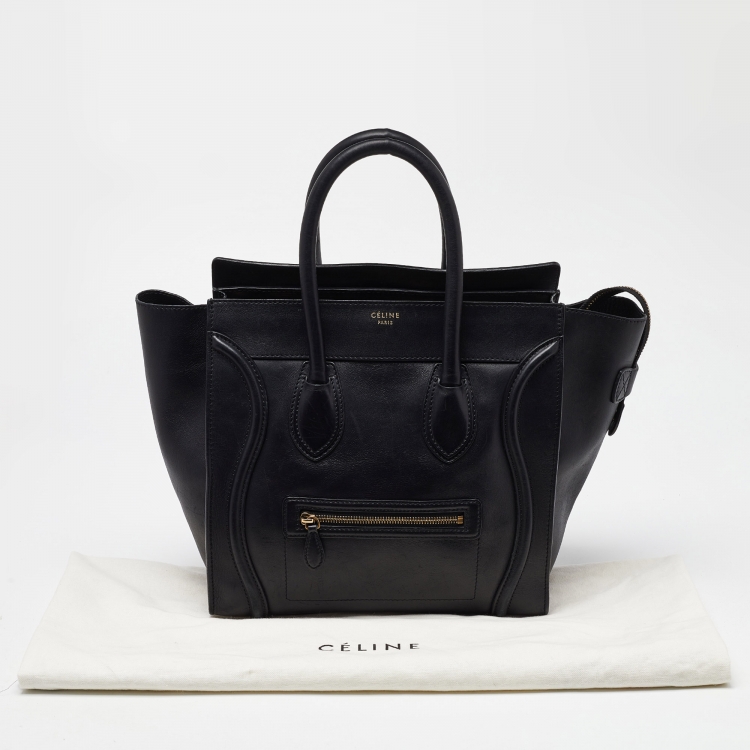 Pre Owned Celine Black Leather Mini Luggage Tote